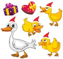 Tema de Natal com patos e presentes vetor