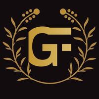 gf carta branding logotipo Projeto com uma folha vetor