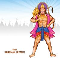 Jay shri RAM feliz Hanuman Jayanti festival cartão fundo vetor