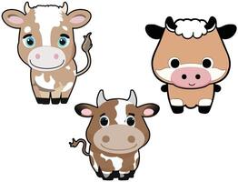 fofa desenho animado vacas vetor