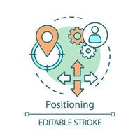ícone do conceito de posicionamento. ilustração de linha fina de ideia de ícone de geolocalização fixada. tecnologia gps, desenho de contorno isolado de vetor de busca de rota. rastreamento, posição geográfica. curso editável