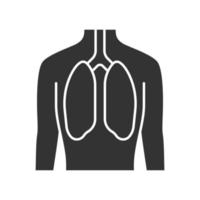 ícone de glifo de pulmões saudáveis. órgão humano com boa saúde. bem-estar das pessoas. funcionamento do sistema pulmonar. saúde respiratória saudável. símbolo da silhueta. espaço negativo. ilustração isolada do vetor