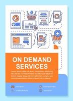 layout do modelo do folheto do mercado de serviços gerais. no panfleto de economia de demanda, design de impressão de livreto com ilustrações lineares. layout de página de vetor para revista, relatório anual, cartaz publicitário