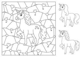 unicórnio mágico de fadas. cavalo fofo. página do livro para colorir para crianças. estilo de desenho animado. ilustração vetorial isolada no fundo branco. vetor