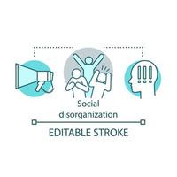 desorganização social, ícone do conceito de conflitos. Ilustração de linha fina da ideia de comportamento violento e anti-social. pânico social, conflitos e inquietação. desenho de contorno isolado do vetor. curso editável vetor