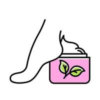 ícone de cor do frasco de creme para os pés. loção hidratante e calmante. produto hidratante para a pele. nutritivo e curativo para os pés. parabenos grátis. solução para pele seca. cosméticos orgânicos. ilustração vetorial isolada vetor