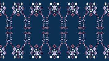 tradicional étnico motivos ikat geométrico tecido padronizar Cruz ponto.ikat bordado étnico oriental pixel marinha azul fundo. resumo,vetor,ilustração. textura, lenço, decoração, papel de parede. vetor