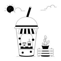 café e cafeteria lojas linear ilustrações vetor