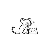 ai gerado rato e queijo minimalista mão desenhado vetor