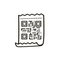 recibo com uma qr código. rabisco ícone. vetor ilustração para marketing e eletrônico comércio.