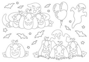 desenho de desenho animado de gato fofo halloween doodle conjunto de desenho  vetorial página para colorir 3352320 Vetor no Vecteezy