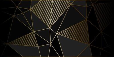 Preto ouro elegante geométrico fundo com triângulos e linhas vetor