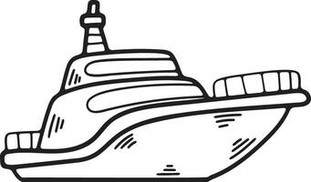 mão desenhado iate ou privado barco dentro plano estilo vetor