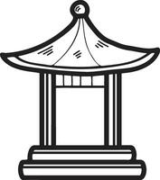 mão desenhado japonês e chinês estilo lanterna pólo dentro plano estilo vetor