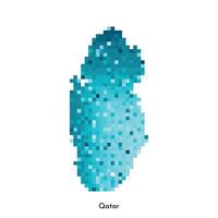 vetor isolado geométrico ilustração com simples gelado azul forma do Catar mapa. pixel arte estilo para nft modelo. pontilhado logotipo com gradiente textura para Projeto em branco fundo