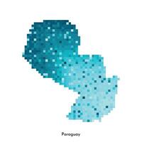 vetor isolado geométrico ilustração com simples gelado azul forma do Paraguai mapa. pixel arte estilo para nft modelo. pontilhado logotipo com gradiente textura para Projeto em branco fundo