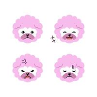 conjunto do personagem poodle cachorro rostos mostrando diferente emoções vetor