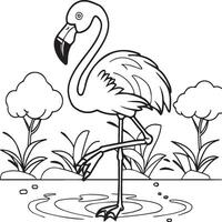 flamingo coloração Páginas. flamingo esboço vetor para coloração livro