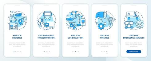 carro frota variações azul onboarding Móvel aplicativo tela. passo a passo 5 passos editável gráfico instruções com linear conceitos. interface do usuário, ux, gui modelo vetor