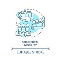 estrutural mobilidade suave azul conceito ícone. econômico crescimento. grupo do pessoas mudança social status. socio-econômico mudanças. volta forma linha ilustração. abstrato ideia. gráfico Projeto. fácil para usar vetor