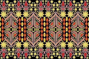 asteca tribal geométrico vetor fundo dentro Preto vermelho amarelo branco desatado listra padronizar. tradicional enfeite étnico estilo. Projeto para têxtil, tecido, roupas, cortina, tapete, ornamento, invólucro.