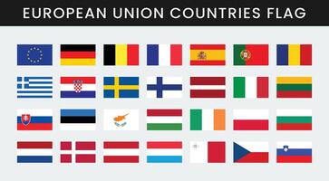 plano ilustração do todos europeu União país nacional bandeiras. conjunto do europeu União país bandeiras. vetor