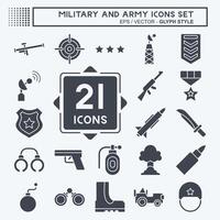 ícone conjunto militares e exército. relacionado para guerra símbolo. glifo estilo. simples Projeto ilustração vetor