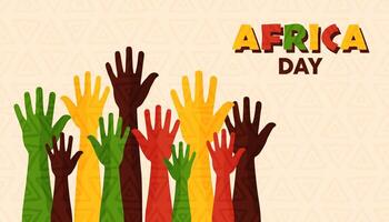 mãos dentro a ar para África dia colorida vetor ilustração