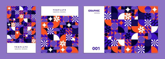 abstrato geométrico padrões, modelos com geométrico elementos, conjunto para apresentação, cartões, cartazes, vetor ilustração