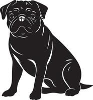 pug silhueta vetor ilustração branco fundo