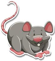 adesivo de personagem de desenho animado de rato cinza vetor