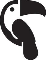 mínimo tucano pássaro logotipo conceito, clipart, símbolo, Preto cor silhueta, branco fundo vetor