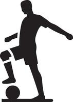 futebol jogador pose vetor ícone dentro plano estilo Preto cor silhueta, branco fundo 35