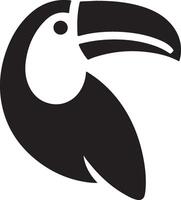 mínimo tucano pássaro logotipo conceito, clipart, símbolo, Preto cor silhueta, branco fundo 19 vetor