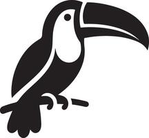 mínimo tucano pássaro logotipo conceito, clipart, símbolo, Preto cor silhueta, branco fundo 15 vetor