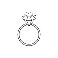 diamante noivado anel ícone . anel com pedra preciosa. anel diamante noivado. Casamento anel com diamante ícone isolado vetor ilustração