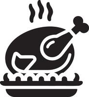mínimo frango assado Masala ícone, símbolo, Preto cor silhueta, branco fundo 19 vetor
