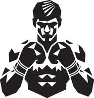 lutador logotipo, boxe isolado baixo poligonal vetor ilustração, vetor Preto cor silhueta 11