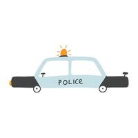 vetor polícia carro isolado em branco fundo. crianças desenhado à mão polícia carro.