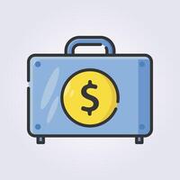 colori esboço dinheiro mala de viagem ícone logotipo vetor ilustração Projeto