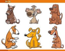 conjunto de personagens de animais em quadrinhos de cães e filhotes de desenho animado vetor