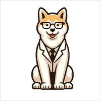 ai gerado akita inu cachorro médico sentado e olhando acima ilustração vetor