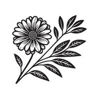 ai gerado gerbera flor silhueta Preto e branco ilustração vetor