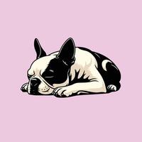 ai gerado boston terrier dormindo vetor ilustração