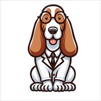 ai gerado basset cão de caça cachorro médico sentado e olhando acima ilustração vetor