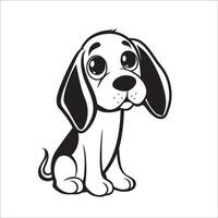 ai gerado uma vetor ilustração do uma Preto e branco beagle cachorro sentado