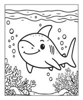 ai gerado oceano Tubarão coloração página, ilustração vetor