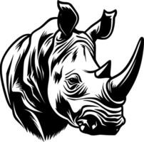 rinoceronte - Preto e branco isolado ícone - vetor ilustração