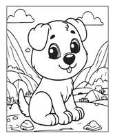 ai gerado limpar \ limpo vetor linha arte cachorro coloração página para crianças
