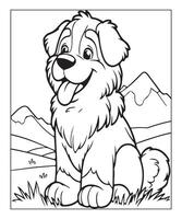 ai gerado limpar \ limpo vetor linha arte cachorro coloração página para crianças